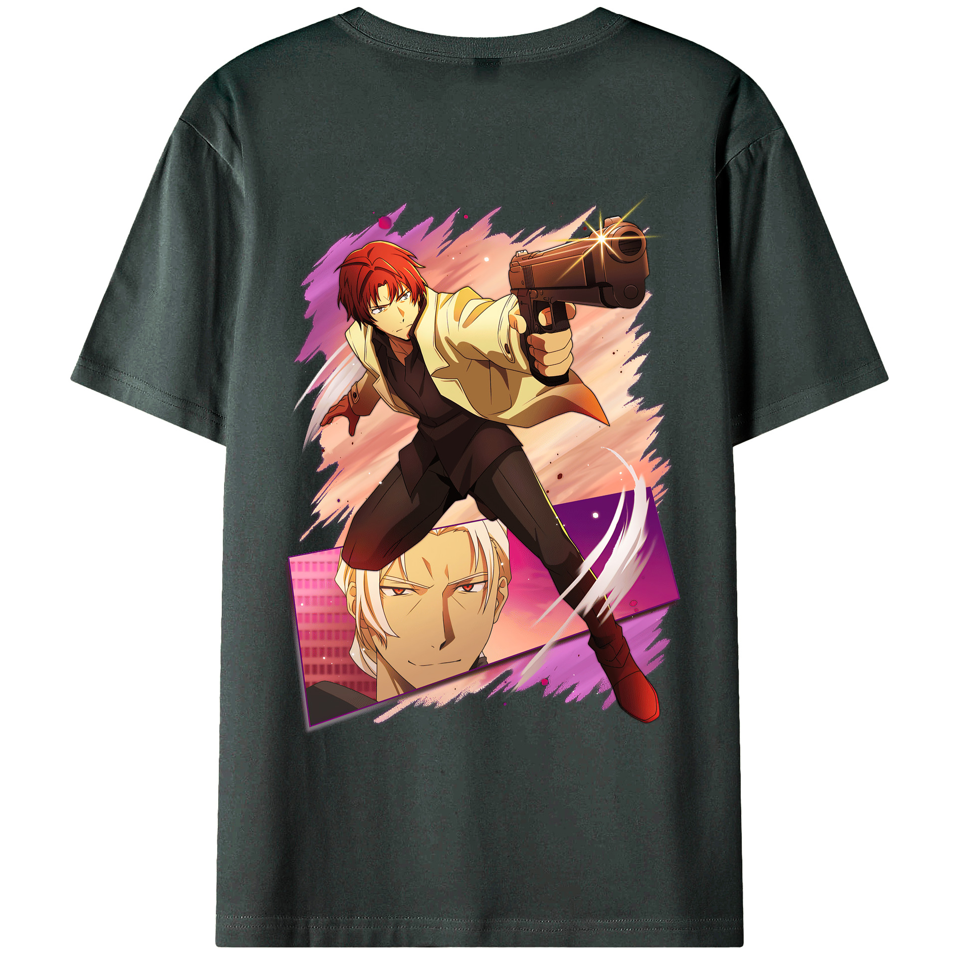 （画像用） 文豪ストレイドッグス Bungo Stray Dogs 綿100％ メンズ半袖Tシャツ（バックプリント） 通気性